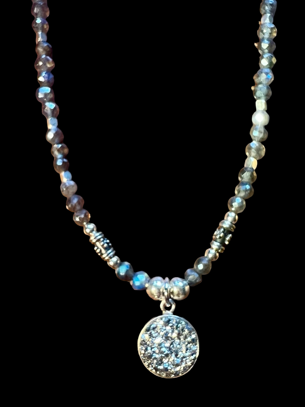 silver druzy w/labradorite