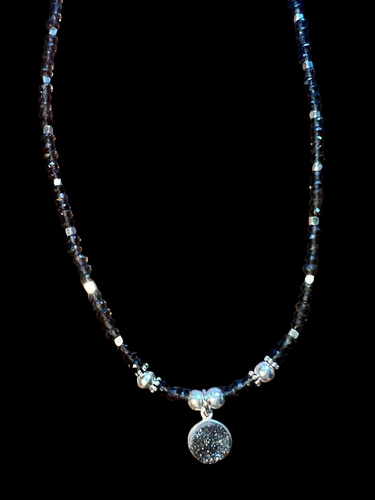 platinum druzy w/smoky quartz