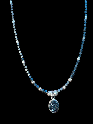 platinum druzy w/hematite