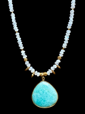 amazonite heart w/moonstone
