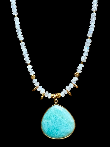 amazonite heart w/moonstone