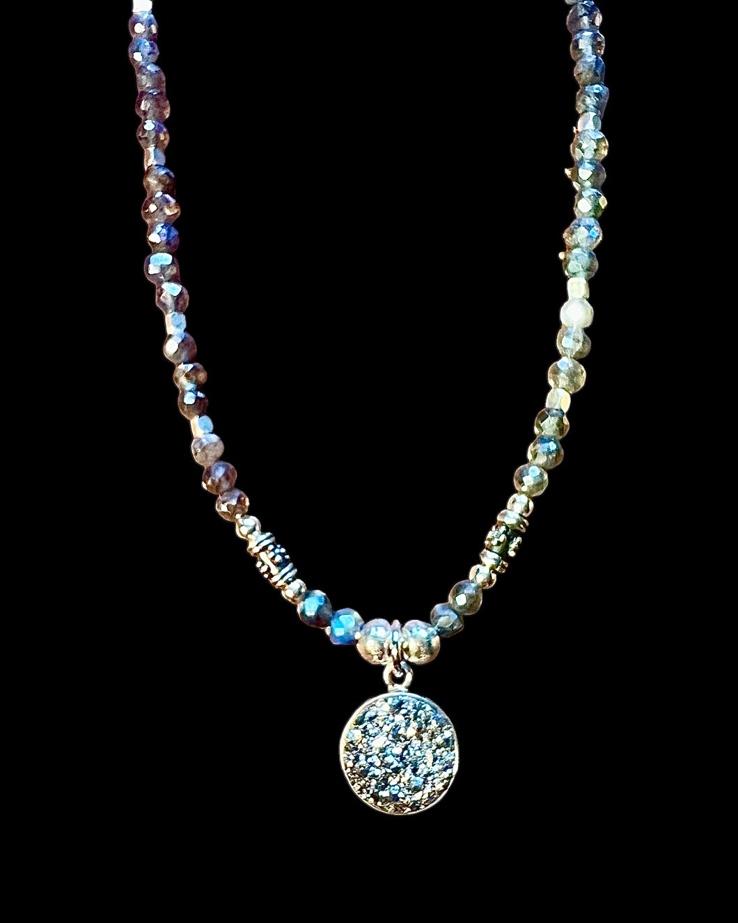 silver druzy w/labradorite