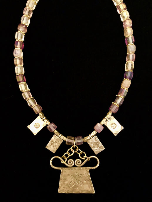 antique soul locket w/ purple fluorite